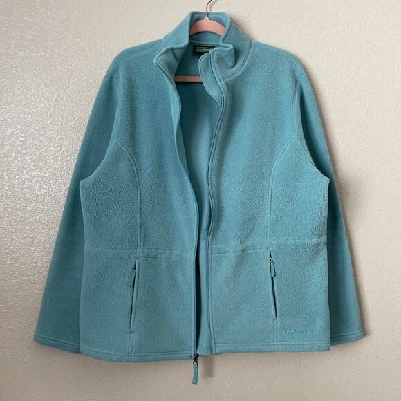 LL Bean Jacket Womens XL Blue Polartec Fleece Full Zip Pockets Outdoor Hiking - Picture 4 of 14